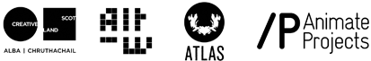 Creative Scotland, Alt-w, Atlas Arts and Animate Projects logos